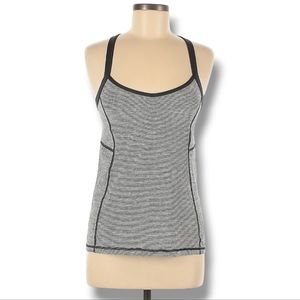 Lululemon Athletica Tank‎ Top Size 8 Black Gray Sleeveless Scoop Neck Shelf Bra